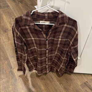 Abercrombie & Fitch Brown Plaid Casual Button Down Shirt